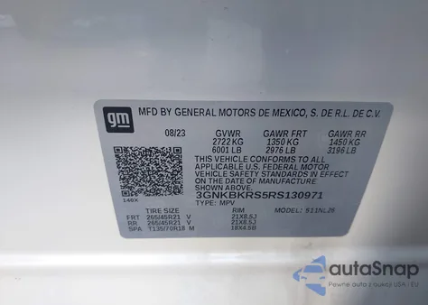 2024 Chevrolet Blazer Awd Rs из США, поврежденный, VIN 3GNKBKRS5RS130971